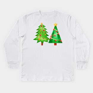 Double Pine Tree Christmas 2 Kids Long Sleeve T-Shirt